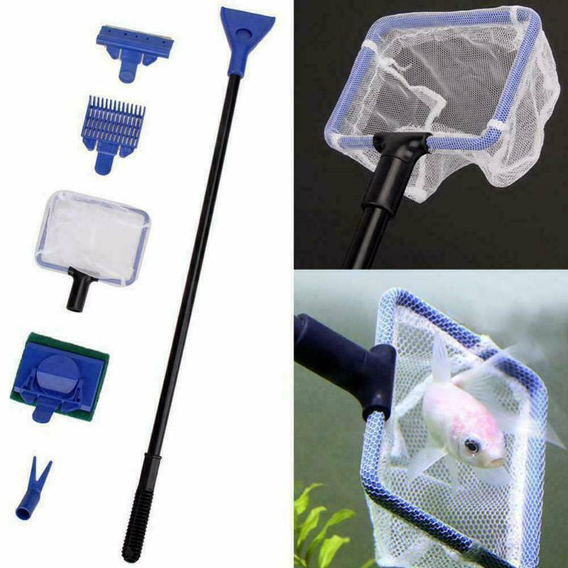 5x Aquarium Cleaning Tools Fish Tank Gravel Rake Fish Set Net Tool Cleaner W8L5
