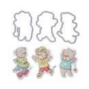 Playing Bear Silicone Clear Stamp + Cutting Dies Stencil Craft Scrapbook A
