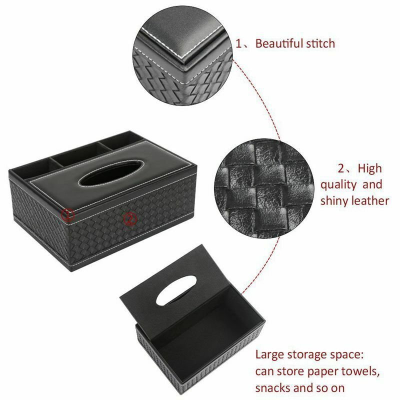 Multifunction PU Leather Pen Pencil Remote Control Tissue Box Holder Desk S H5G1