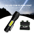 T6 LED COB Flashlight 3 Modes USB Rechargeable Telescopic Zoom Torch Lamp Light