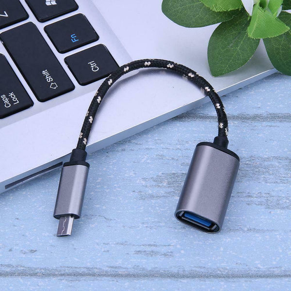 6.9inch Braided Alloy Micro USB Male to USB Female OTG Adapter Cable #gib