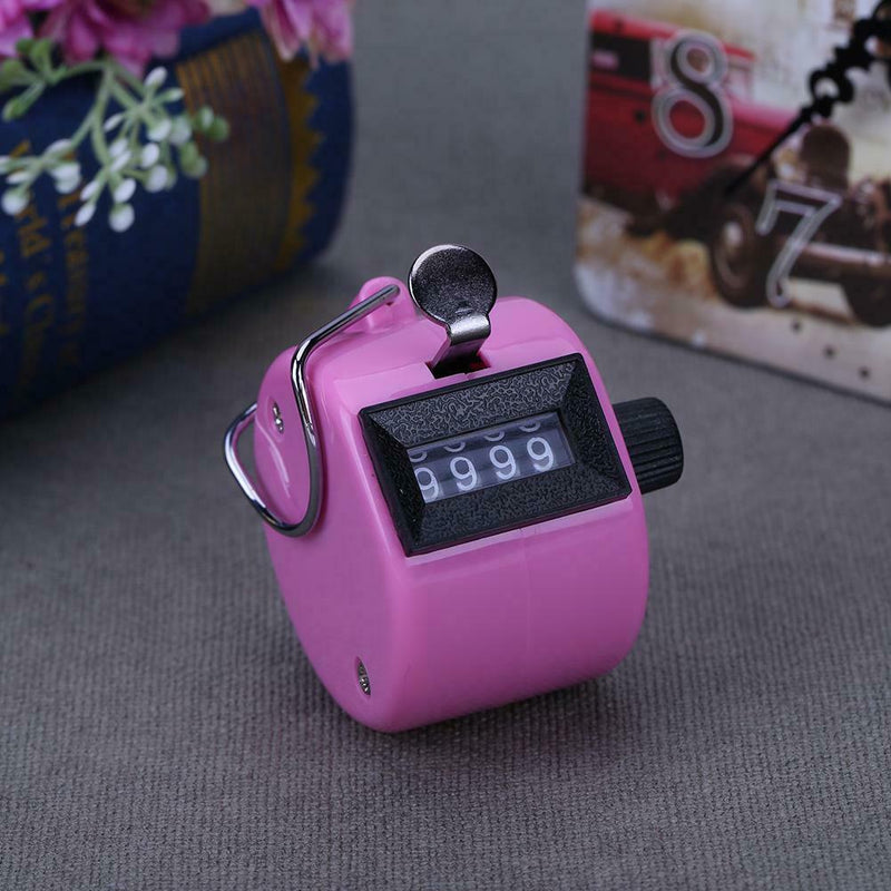 Clicker Counter 4 Digit Number Counters Plastic Shell Hand Held(Pink)