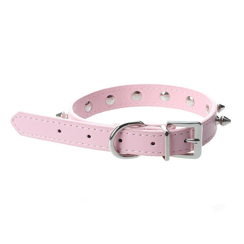 Pet Collar Dog Studded Collar PU Leather Pink Size M