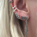6 Pcs Earrings Set Women Fashion Bohemian Retro Owl Feather Buddha Leaf Jewel JS
