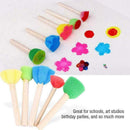 5pcs/Kit DIY Wooden Painting Brushes Sponge Graffiti Pen Kids Doodle 2019