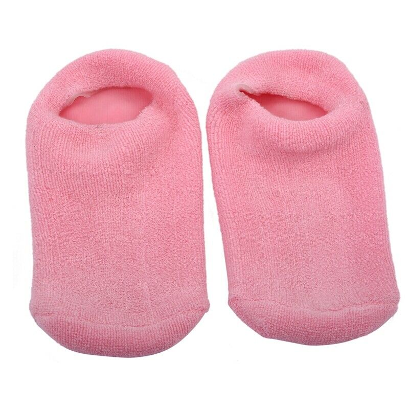 2 Pink Moisturizing Cracked Dry Gel Spa Foot Feet Care Socks [Misc.] E8F5