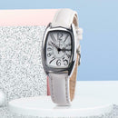 Waterproof Leather Strap Quartz Watch Unisex Square Dial Wristwatch (White) A