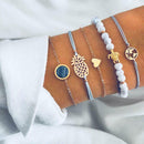 5pcs/set Map Turtle Heart Hand Chain Women Turquoise Beads Bracelet Jewelry