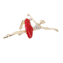 1 pc Ballet Dancing Girl Rhinestone Brooch Pin Fashion Charm Jewelry Red