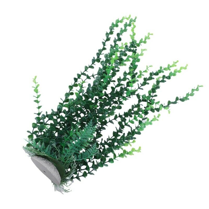 40cm Aquarium aquascaping Green artificial plant with ceramic base K9R5