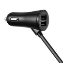 Quelima 4 Usb Port Car Charger 2.4A With 4.9Ft Extension Cord Cable For Bac