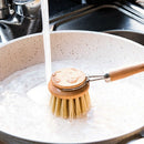 1PC Wooden Long Handle Pan Pot Brush Dish Bowl Washing Cleaning Brush House V7M4