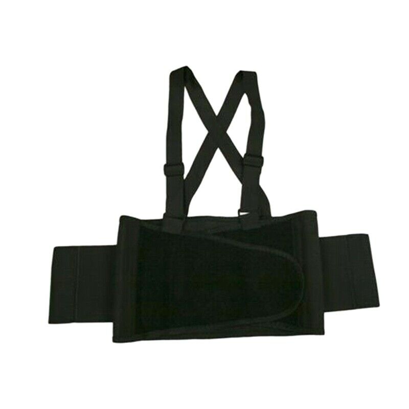 Adjustable Back Lumbar Brace Support Belt Shoulder Strap Suspenders Work J3K6