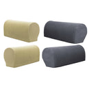 Set of 4 Pcs Elastic Flannel Sofa Furniture Armrest Covers Gray & Beige