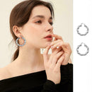 Fashion Rhinestone Large Circle Earrings Twisted Rope Earrings Hoop Jewelry F8J2