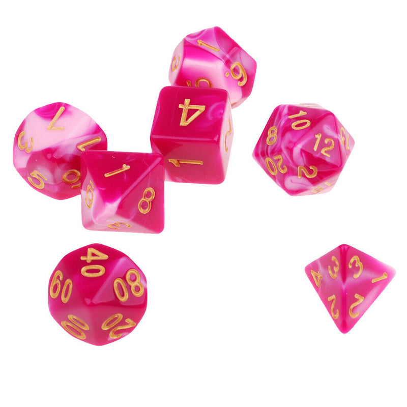 7pcs Acrylic Polyhedral Dice Set RPG Dice Set D4 D6 D8 D10 D12 D20 for DND B