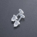 50pcs Plastic Clear Stem Rubber Anti-Allergy Ear Stud Earring Replacement Bulk