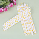 25pcs/lot Yellow Lemon Drinking Paper Straws Christmas Baby Shower DecorationOZ