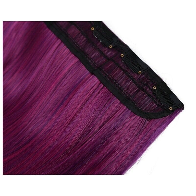 Clip In Straight Blue Purple Hair Extension Synthetic Fiber Hairpiece Punk L3U7