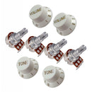 4 Piece White Speed Control Knobs 2 Volume 2 Tones and 4 Piece Guitar