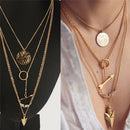 Creative Summer Style Necklace Women Multilayer Irregular Alloy Pendant Chai 3C