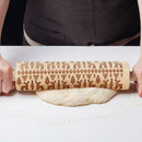 Christmas Embossing Rolling Pin Elk Pattern Baking Cookies Biscuit Roller