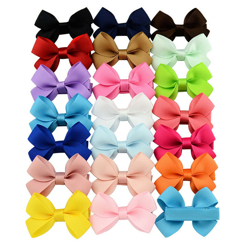 20 PCS Baby Big Hair Bows Boutique Girls Alligator Clip Grosgrain Ribbon LJ