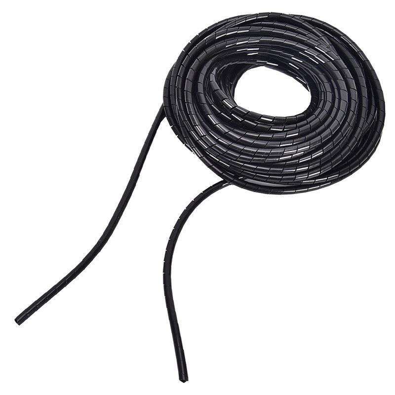 6mm Outside Dia 17M PE Polyethylene Spiral Cable Wire Wrap Tube Black B Bj