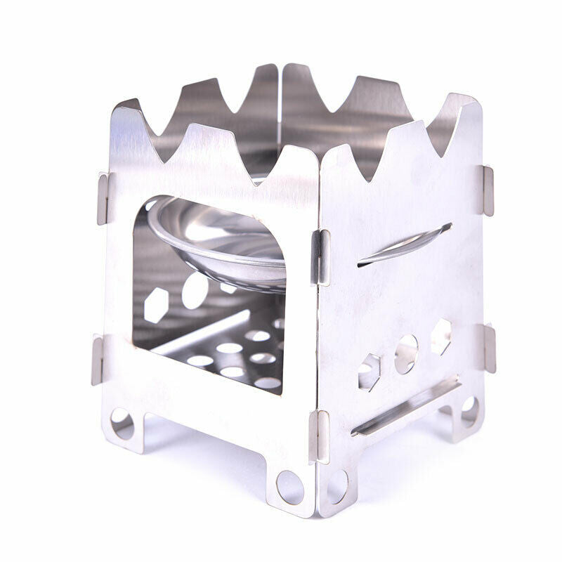 Outdoor Camping Stove Portable Folding Stainless Steel Picnic Wood SS Ew