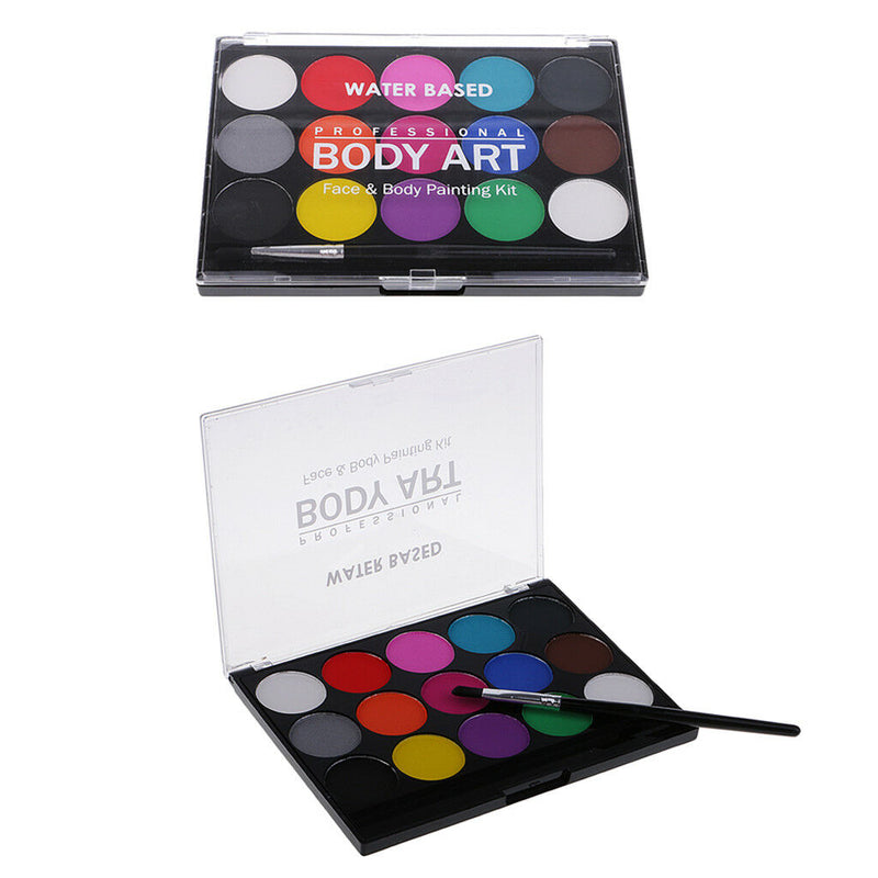 2Pc Make Up Face Paint 15 Colors Palette Halloween Fancy Body Face Paint Kit