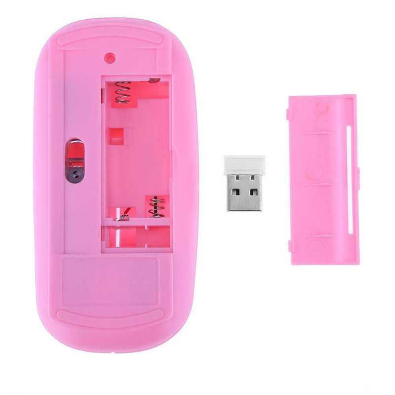 2.4GHz 1,000DPI Ultra-thin 3-Button Wireless Photoelectric Mouse (Pink)