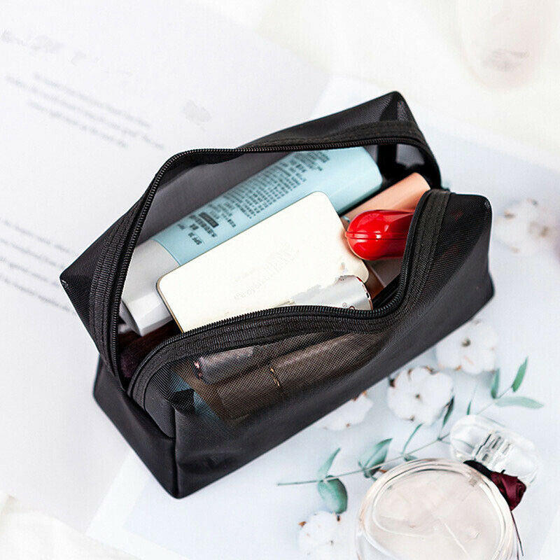 3pcs Cosmetic Bag Travel Fashion Black Toiletry Makeup Organizer Bags Case Pouc-