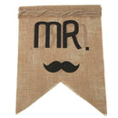 Mr. Mrs. Burlap Chair Banner Set Groom Bride Sign Rustic Wedding Decoration