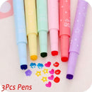 3PC Cute Color Highlighters Inks Stamp Pen Creative Marker Pen school Stationery