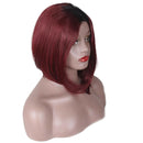 Fashion Wig Natural Short Straight Short Hair Wigs Wine Red Women's Wig with Cap