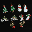 20x Xmas Series Enamel Pendants Charms Christmas Santa Tree Snowman Ornament