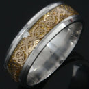 Dragon Scale Dragon Pattern Beveled Edges Celtic Rings Jewelry Wedding Band I9R5