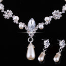 Fashion Wedding Faux Pearls Rhinestone Necklace Water Drop Earring Jewelry Se Gw