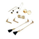 5 Pairs/Set Fashion Tassel Round Stud Earrings Set For Women Trendy Mixed B