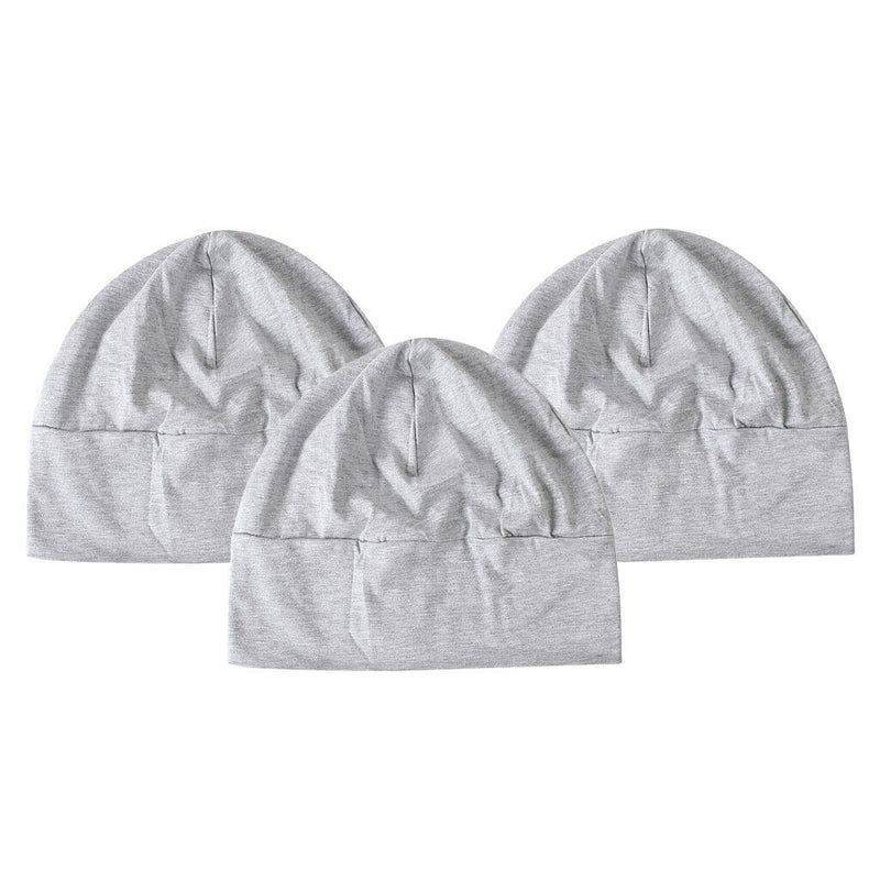 3 Pieces Unisex Cotton Night Cap Sleeping Head Hat Plain Beanie Chemo Hair Wear