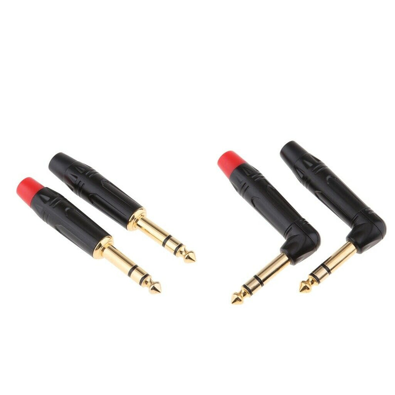 4Pieces 6.5mm 3Pole Male Amplifier Audio Solder Jack Plug Adapter