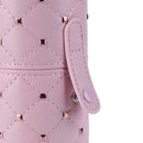 Fashion Leather Makeup Brush Storage Case Empty Holder Organizer (Pink S) A