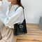Stone Pattern Women Handbag Leather Female Retro Shoulder Tote Bag (Black)