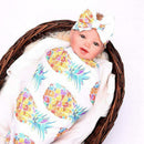 Newborn Baby Swaddle Floral Receiving Blankets with Hospital Headband Value