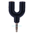 3.5mm Stereo Audio Jack Earphone Headphone 2 Way U Splitter Adapter for Laptop
