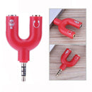 3.5mm Stereo Audio Jack Earphone Headphone 2 Way U Splitter Adapter