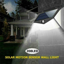 208 LED Waterproof Solar Power PIR Motion Sensor Wall Garden Lamp Light New X8R3