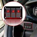 12V-24V 3 Gang red Rocker Switch Panel Circuit Breaker Boat Marine Waterpro