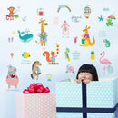 cartoon monkey whale flamingo mural wall stickers baby bedroom decor decME