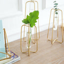 1 Piece Vase For Decoration Tube Vase Metal Stand Glass Tube Bottle For Pla V2B8